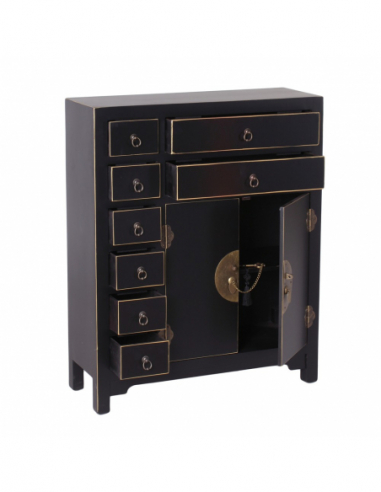Mueble auxiliar negro detalles bronce