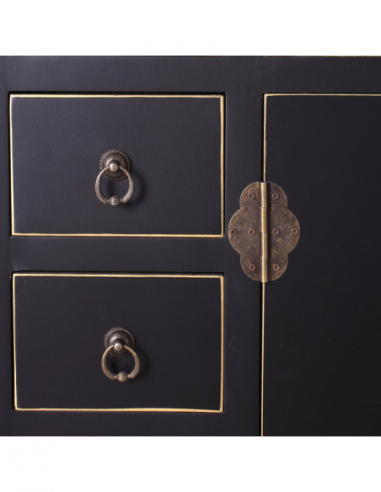 Mueble auxiliar negro detalles bronce