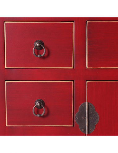 Mueble auxiliar rojo detalles dorados