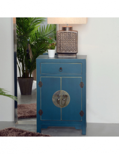 Mesita 2 puertas y 1 cajón azul