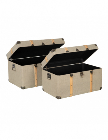 Set 2 baúles beige con detalles dorados