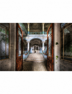 Cuadro cristal casa abandonada