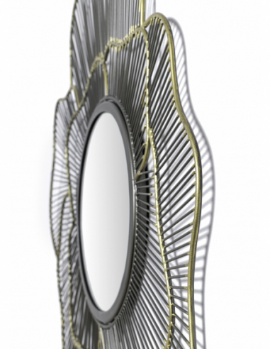 Espejo metal zinc y oro forma florar
