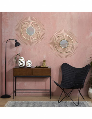 Espejo metal dorado rayos