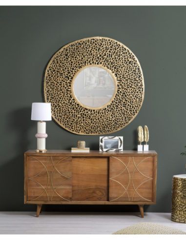 Espejo metal colado dorado Ø 114 cm