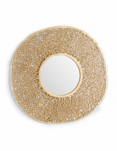 Espejo metal colado dorado Ø 114 cm