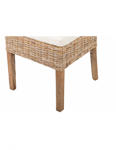 Silla rattán-lino-madera beige-natural