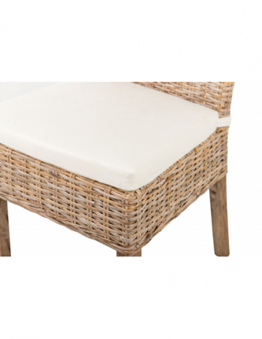 Silla rattán-lino-madera beige-natural
