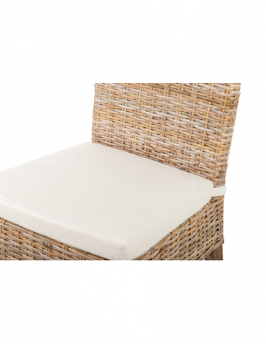 Silla rattán-lino-madera beige-natural