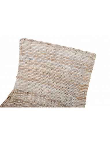 Silla rattán-lino-madera blanco-beige Silla rattán-lino-madera blanco-beige