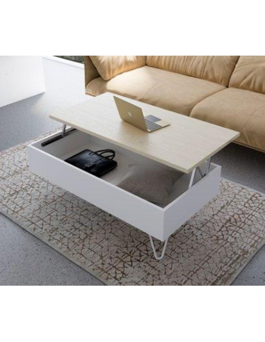 Mesa de centro elevable con revistero...