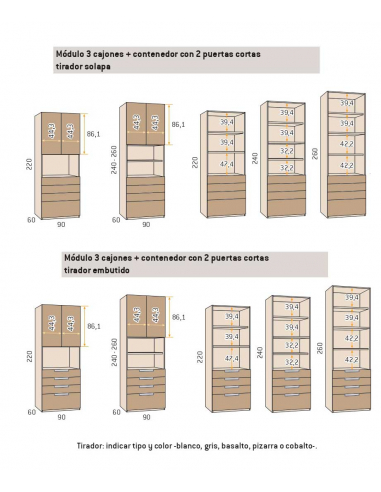Armario recto 2 puertas, hueco, 3...