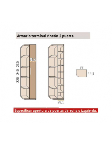 Armario terminal rincón 1 puerta