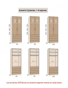 Armario recto 2 puertas + 4... 2