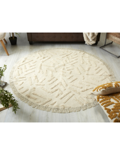 Alfombra hilos trazos beige...