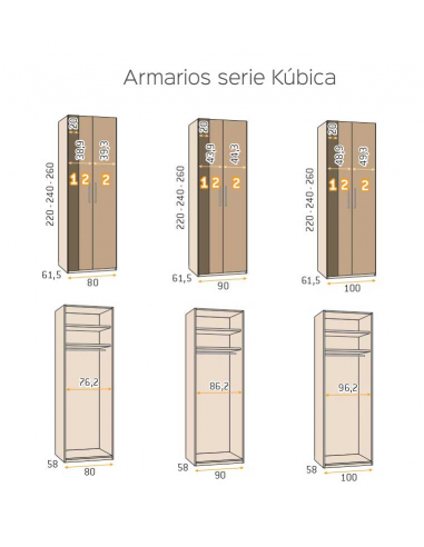 Armario recto Kúbica 2 puertas