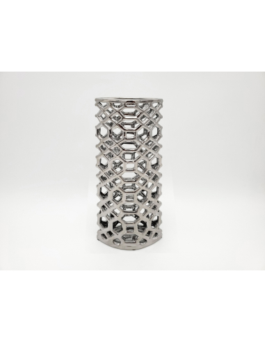 Jarrón cerámica calado plateado