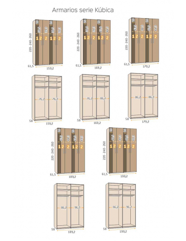 Armario recto Kúbica 4 puertas batientes