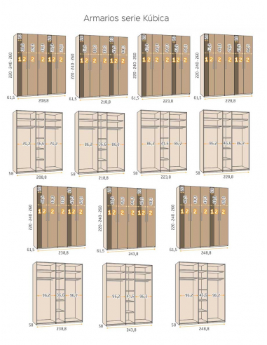 Armario recto Kúbica 5 puertas batientes
