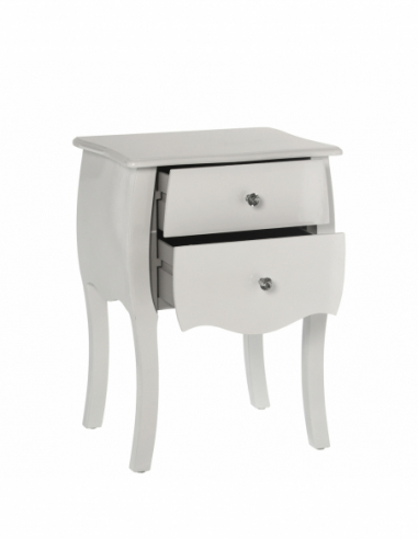 Mesa de noche 2 cajones madera blanca