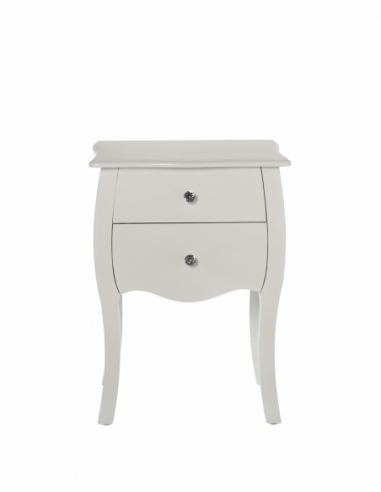 Mesa de noche 2 cajones madera blanca