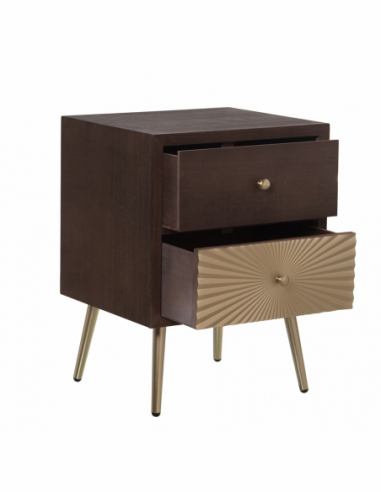 Mesa de noche 2 cajones madera nogal...