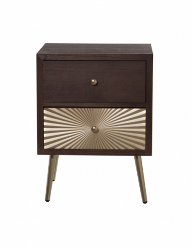 Mesa de noche 2 cajones madera nogal...