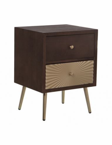 Mesa de noche 2 cajones madera nogal...