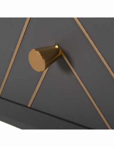 Cómoda 3 cajones madera gris dorado