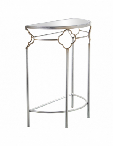 Consola metal plateado sobre espejo...