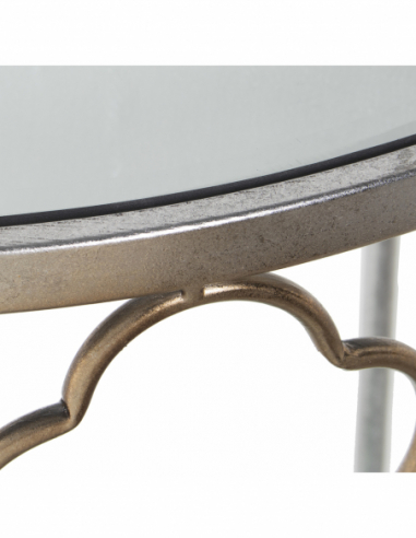 Consola metal plateado sobre espejo...