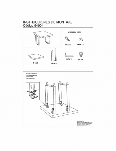 Mesita de rincón madera patas metal