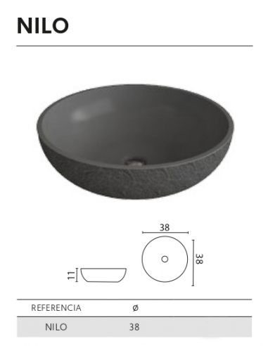 Lavabo de posar NILO pizarra Lavabo de posar NILO pizarra
