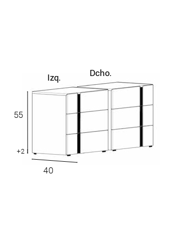 Mesita de noche ROCK tres cajones